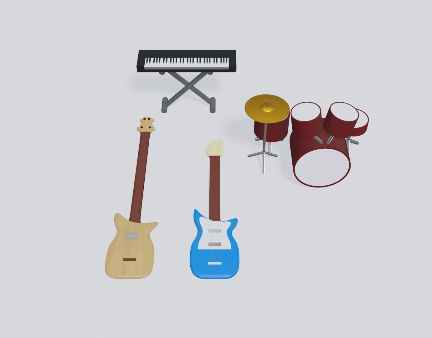 Rock Instruments Set Low-poly 3D model_3