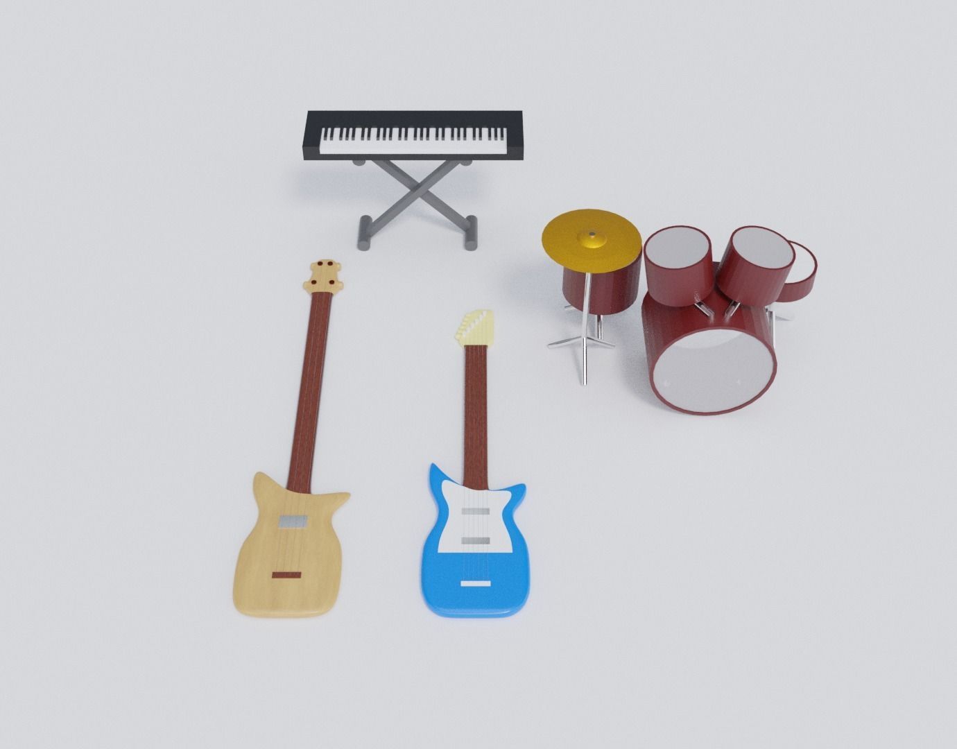 Rock Instruments Set Low-poly 3D model_2