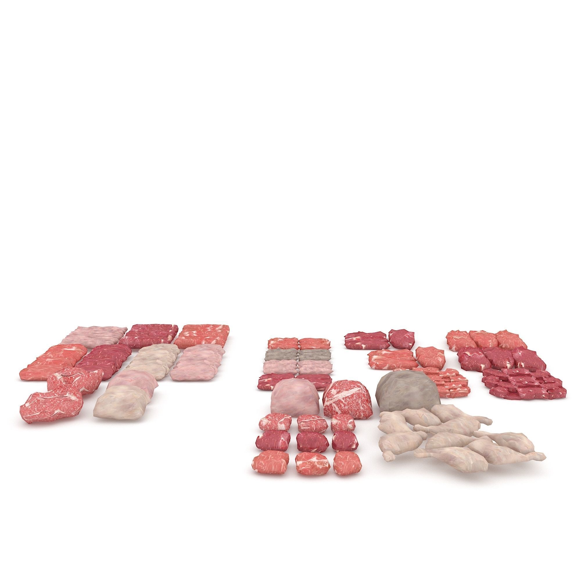 3D meat and sausage varieties model Low-poly 3D model_2