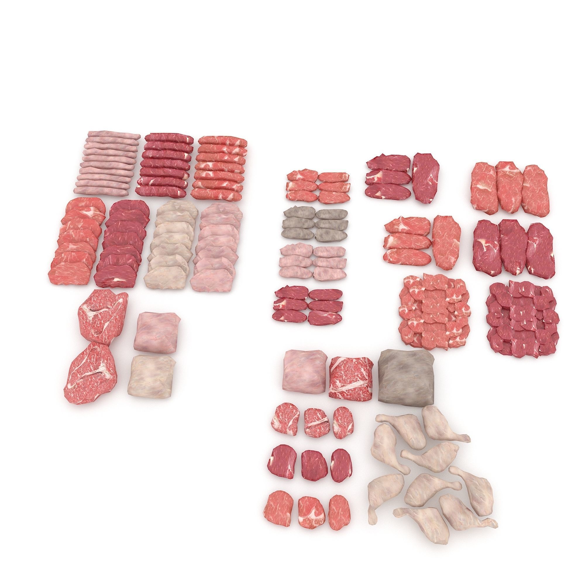 3D meat and sausage varieties model Low-poly 3D model_3