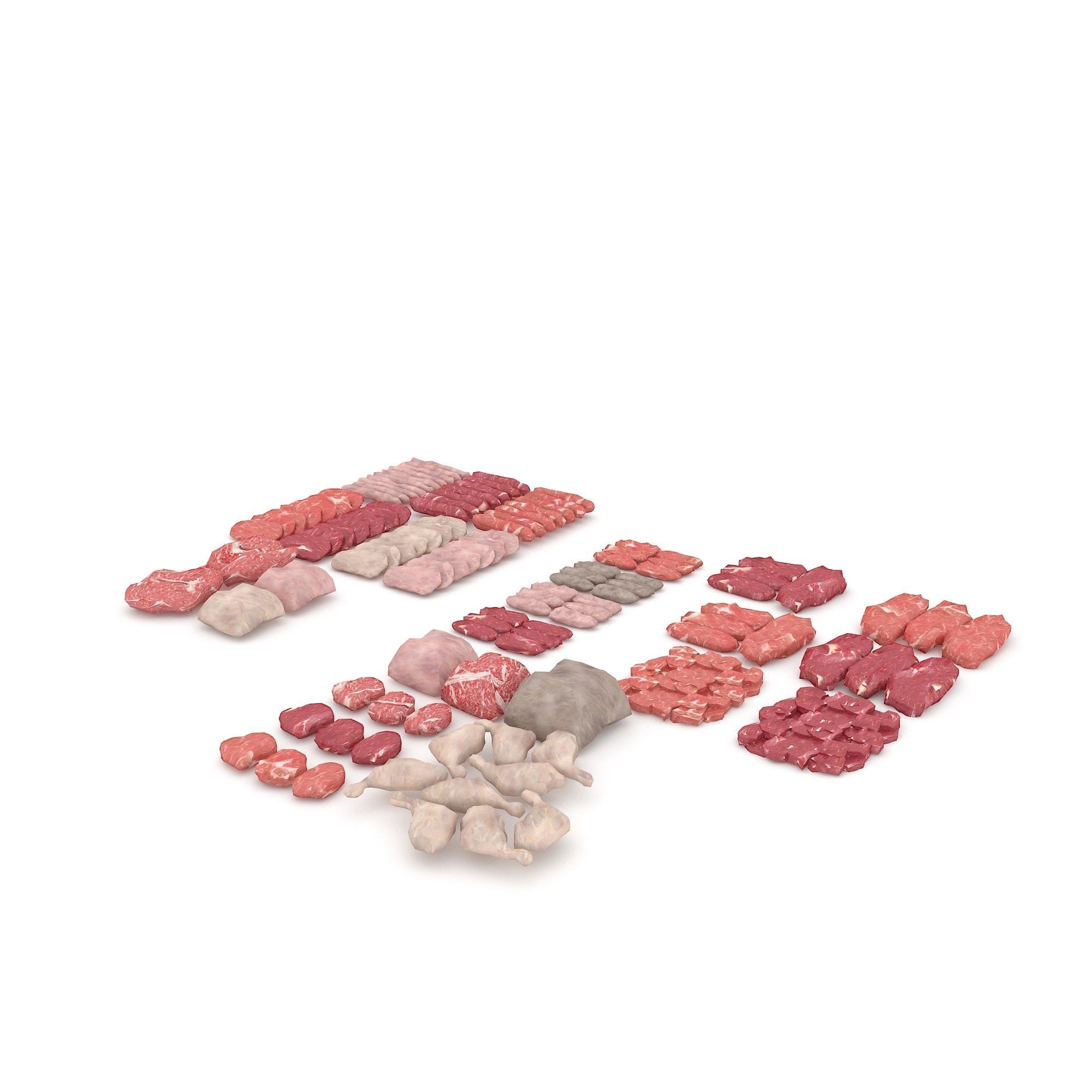 3D meat and sausage varieties model Low-poly 3D model_1