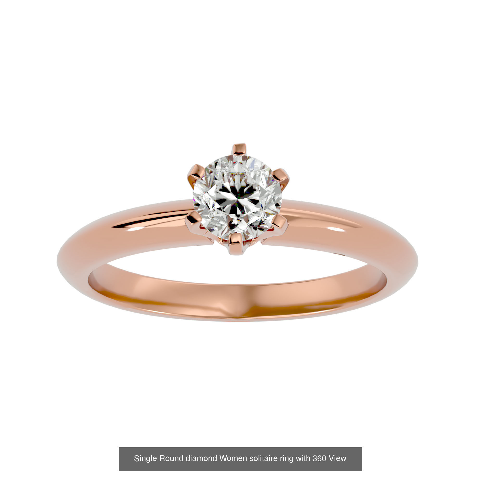 59 Single Round diamond Women solitaire ring with 360 View  3D Model Collection_11