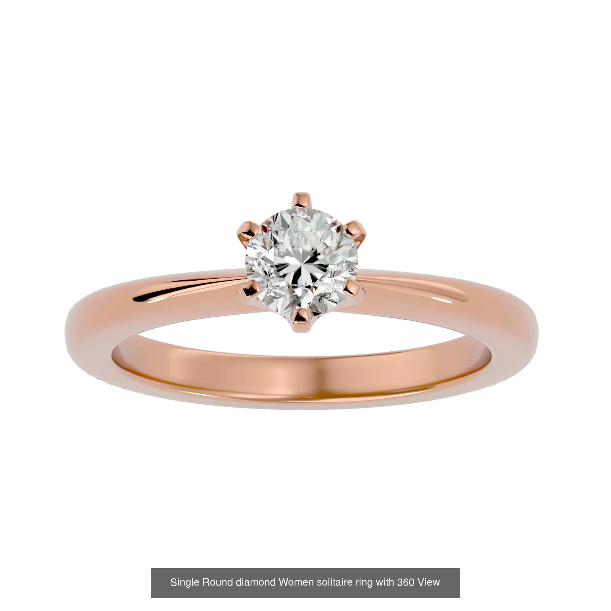 59 Single Round diamond Women solitaire ring with 360 View  3D Model Collection_10
