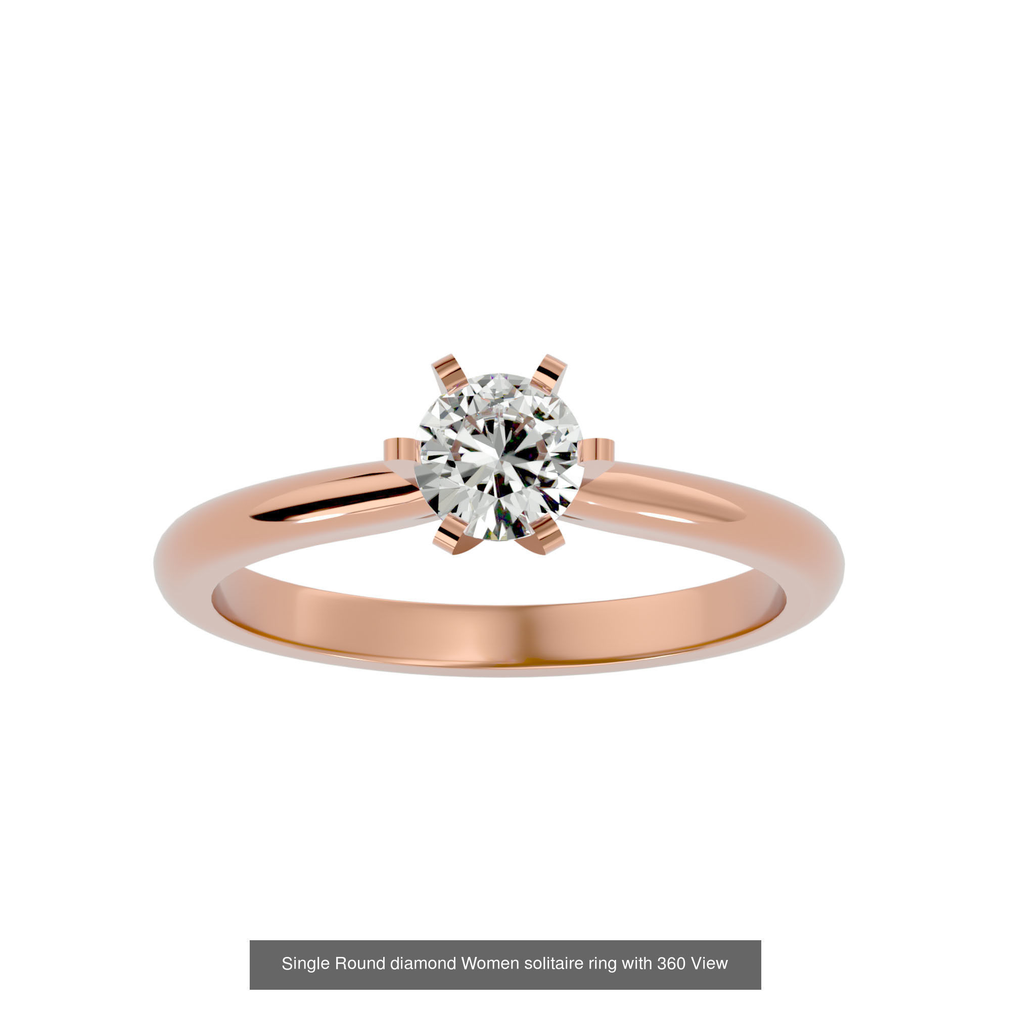 59 Single Round diamond Women solitaire ring with 360 View  3D Model Collection_26