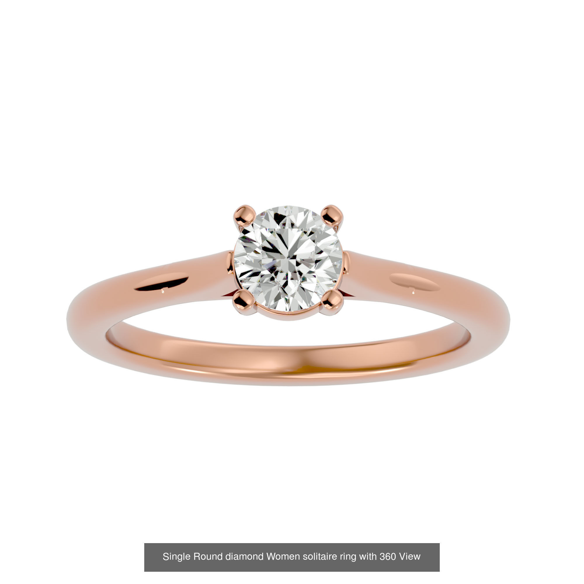 59 Single Round diamond Women solitaire ring with 360 View  3D Model Collection_7