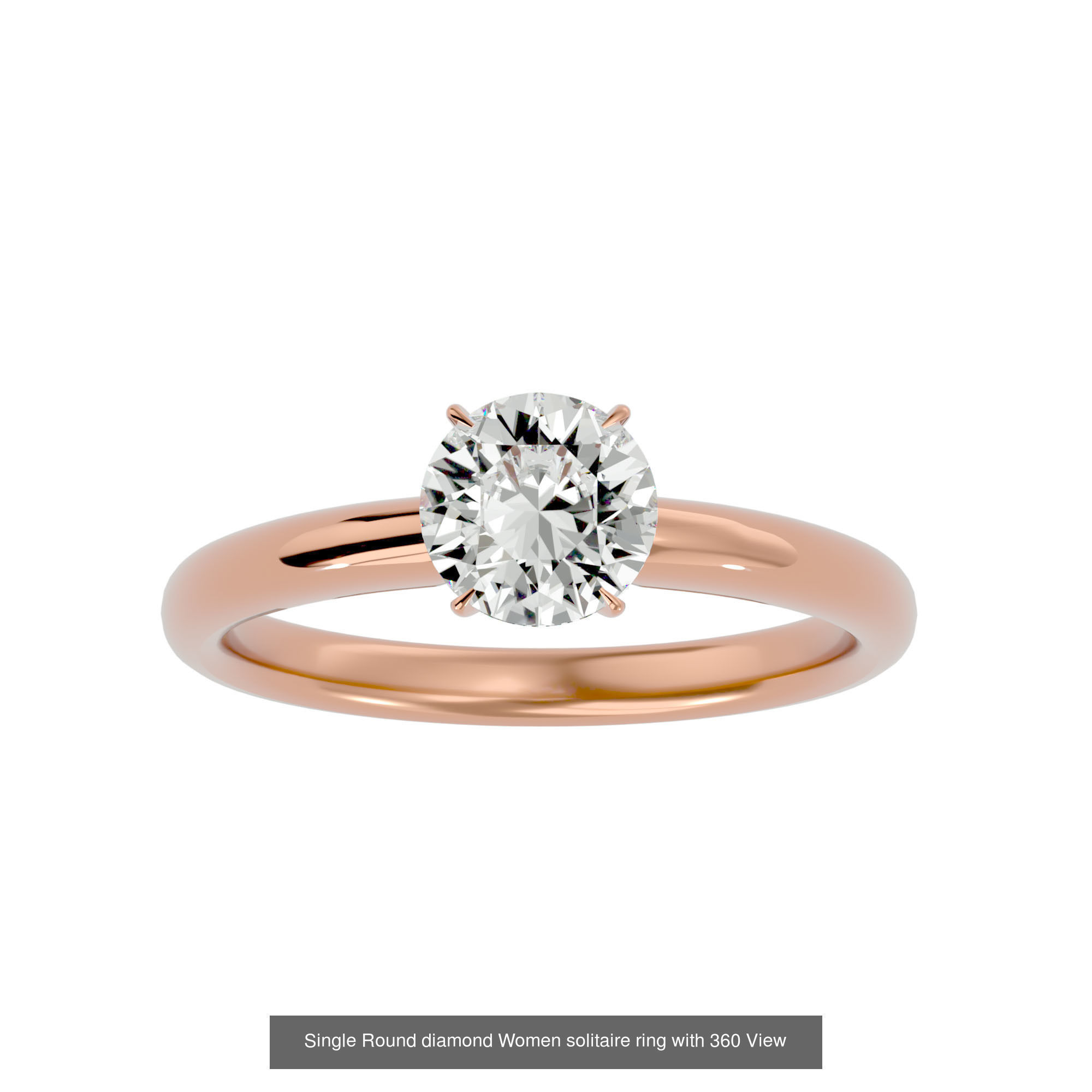59 Single Round diamond Women solitaire ring with 360 View  3D Model Collection_49