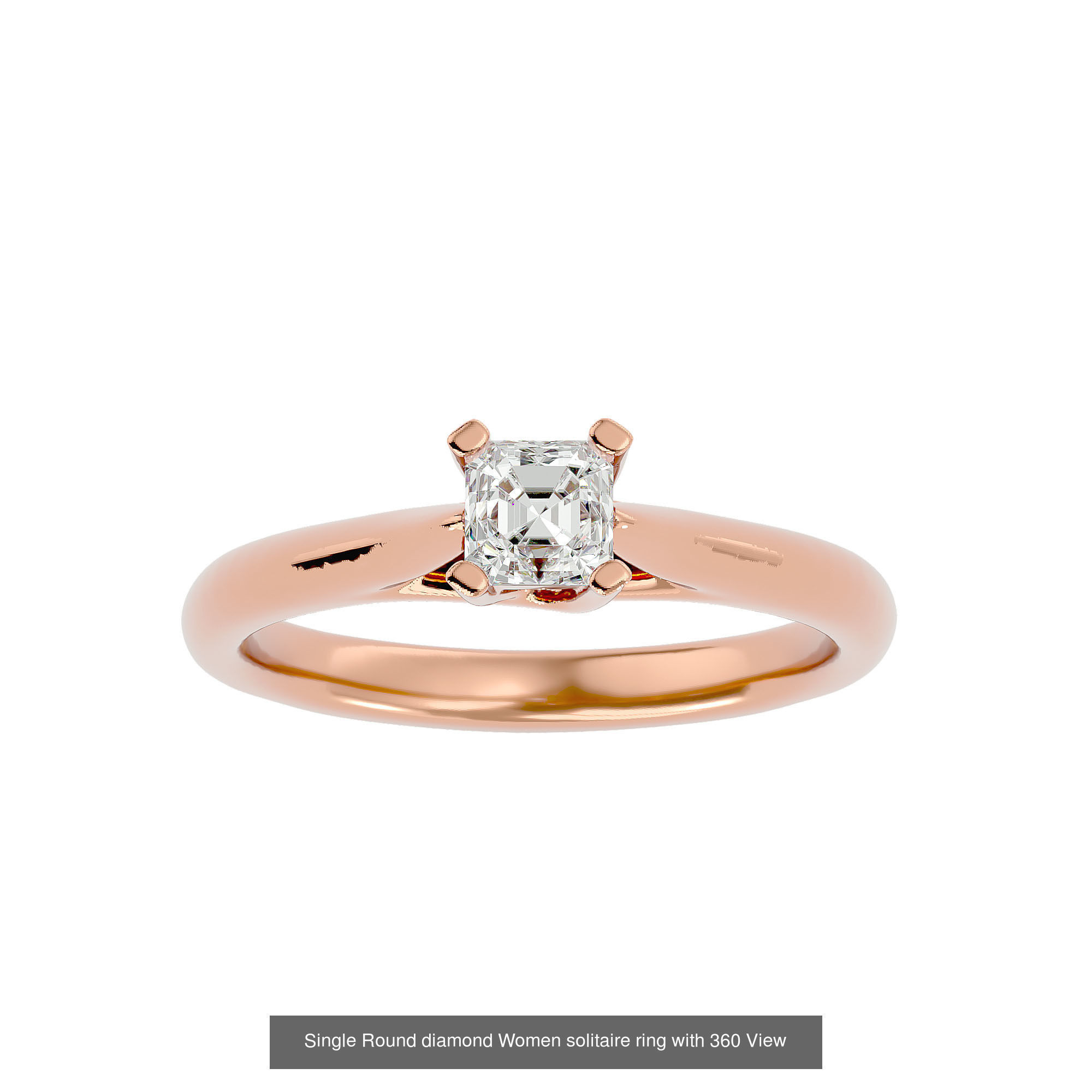 59 Single Round diamond Women solitaire ring with 360 View  3D Model Collection_59