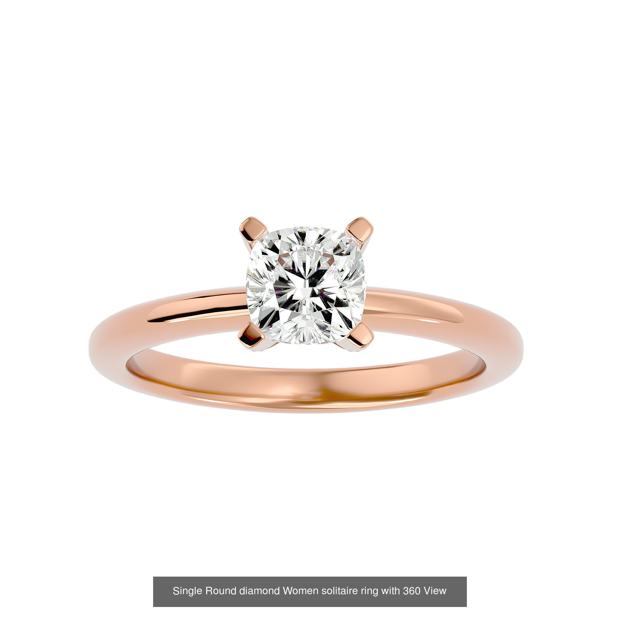 59 Single Round diamond Women solitaire ring with 360 View  3D Model Collection_58