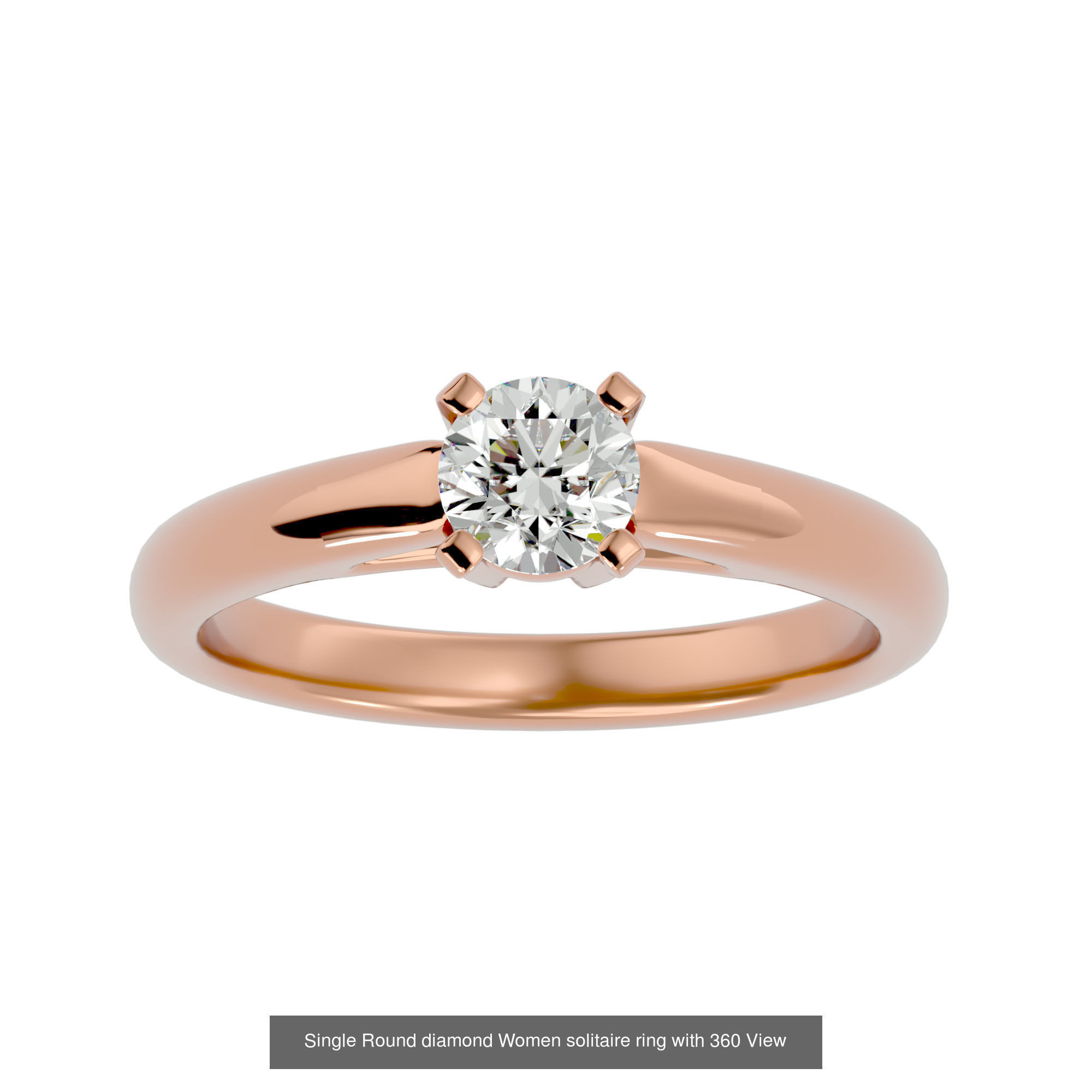 59 Single Round diamond Women solitaire ring with 360 View  3D Model Collection_9