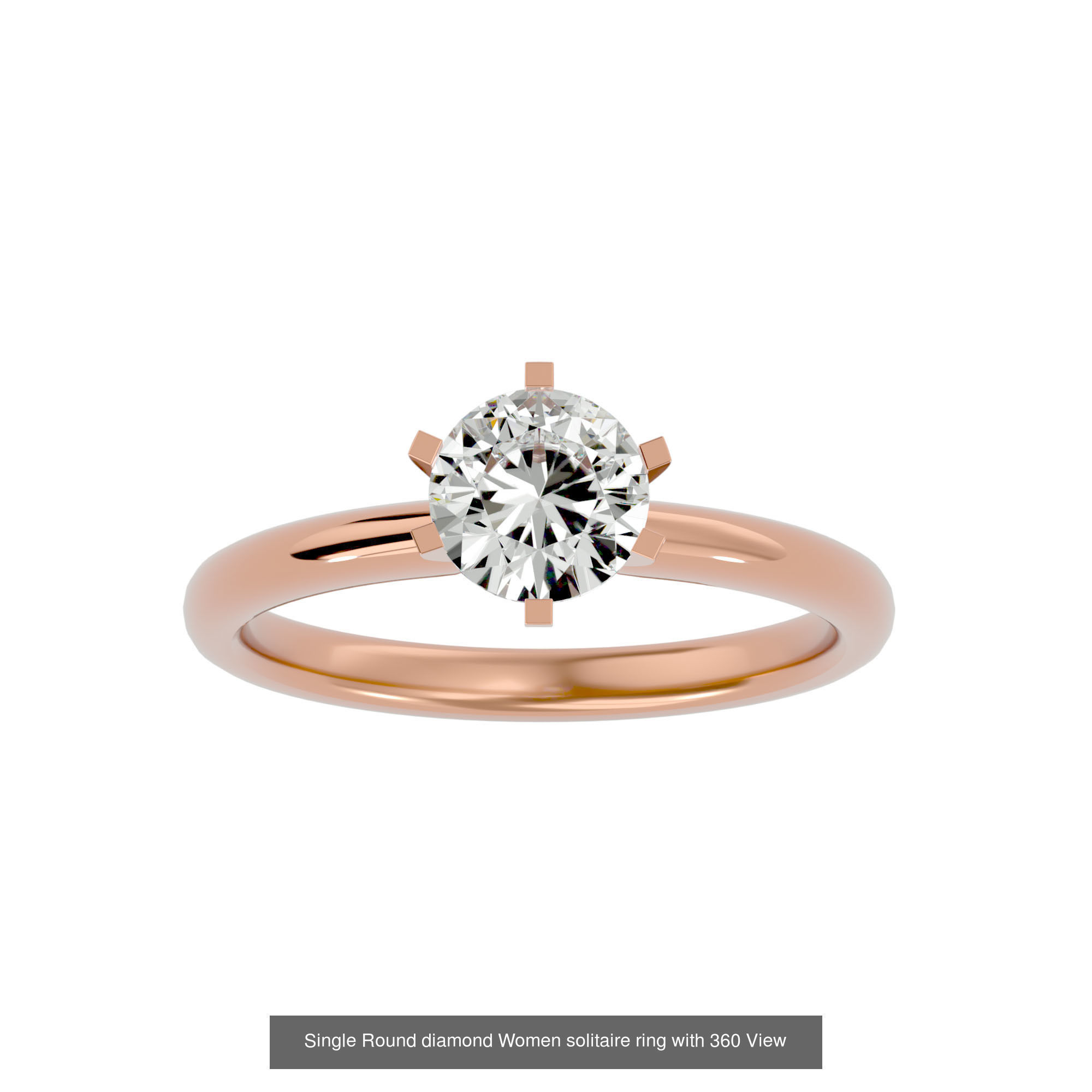 59 Single Round diamond Women solitaire ring with 360 View  3D Model Collection_54