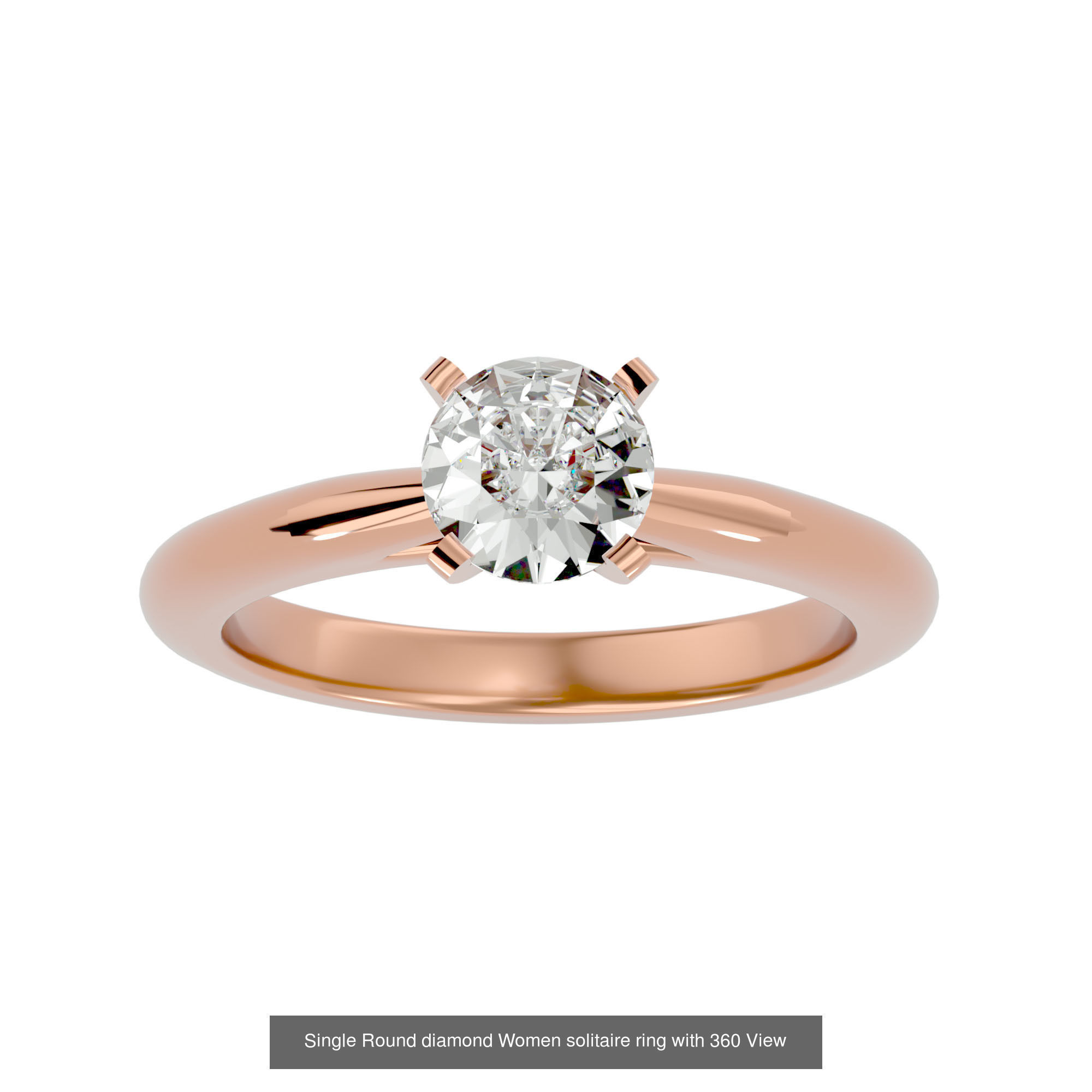 59 Single Round diamond Women solitaire ring with 360 View  3D Model Collection_34