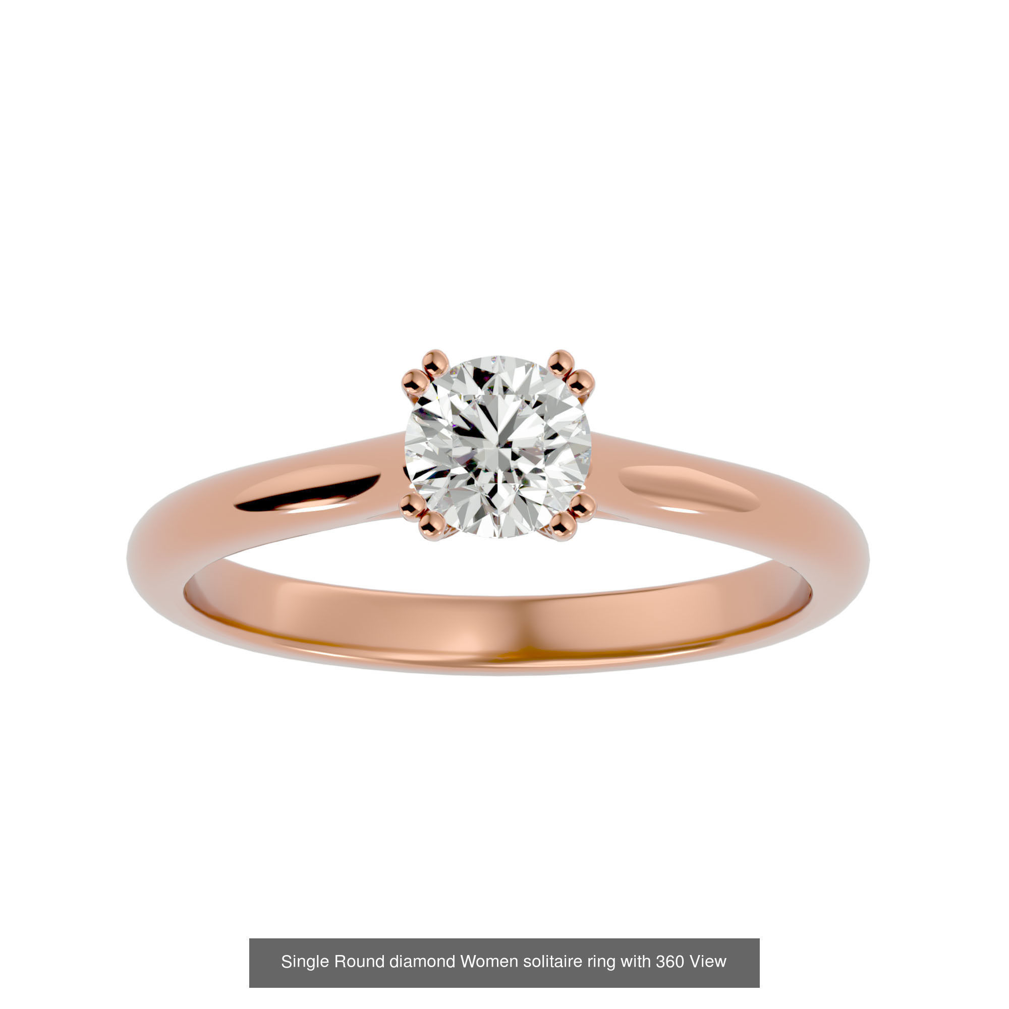 59 Single Round diamond Women solitaire ring with 360 View  3D Model Collection_21