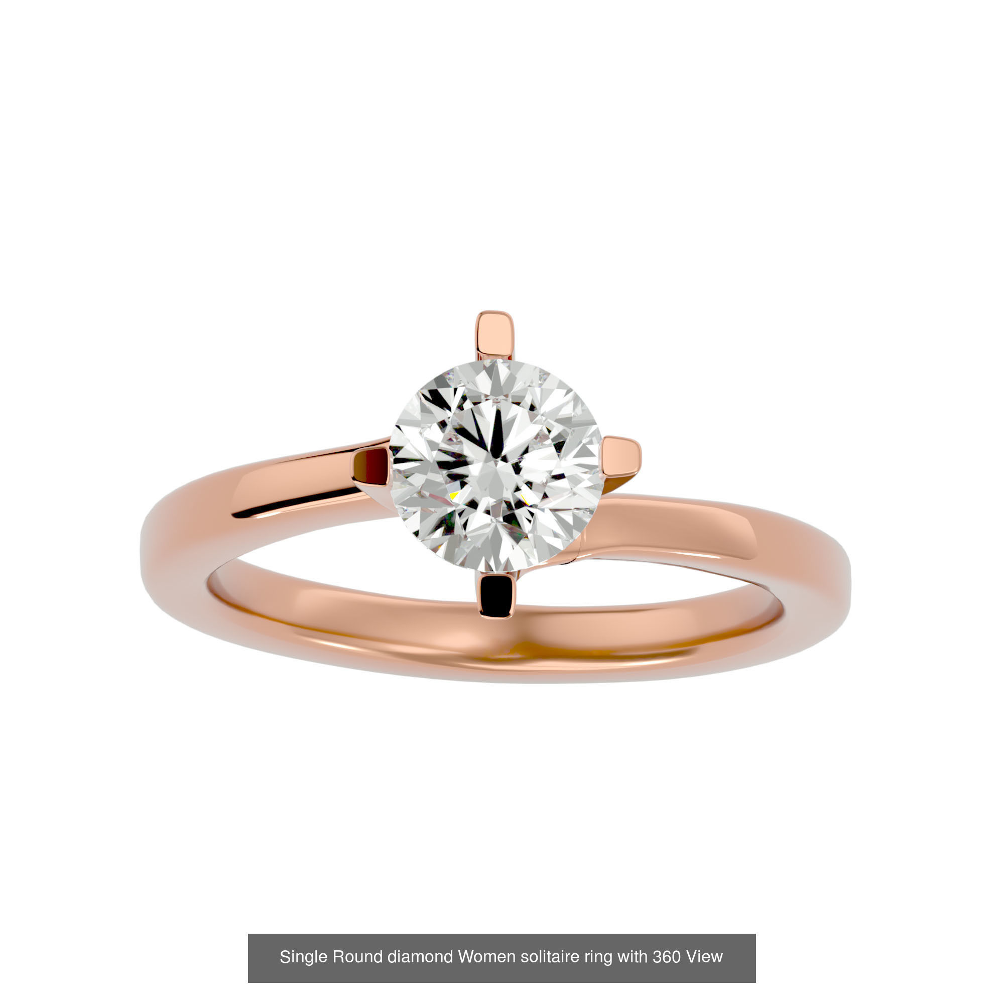 59 Single Round diamond Women solitaire ring with 360 View  3D Model Collection_36