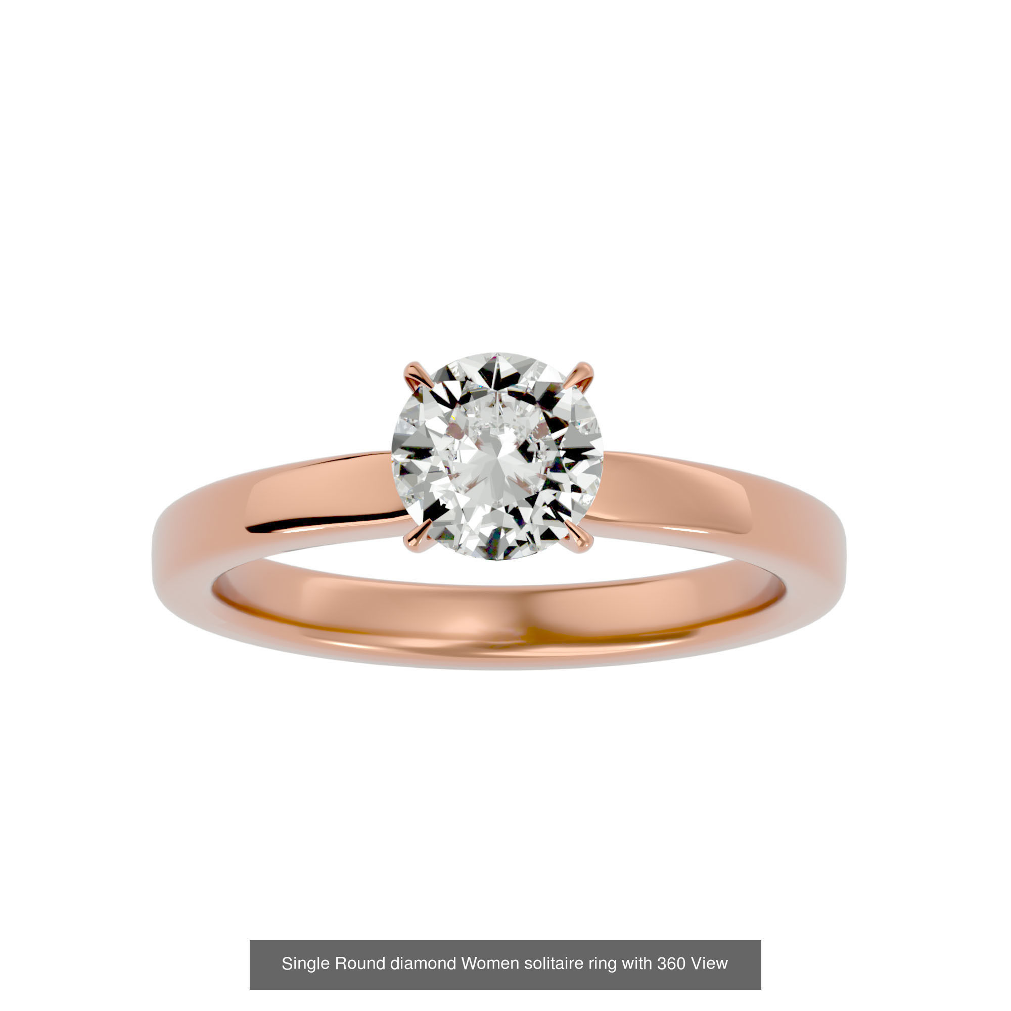 59 Single Round diamond Women solitaire ring with 360 View  3D Model Collection_50