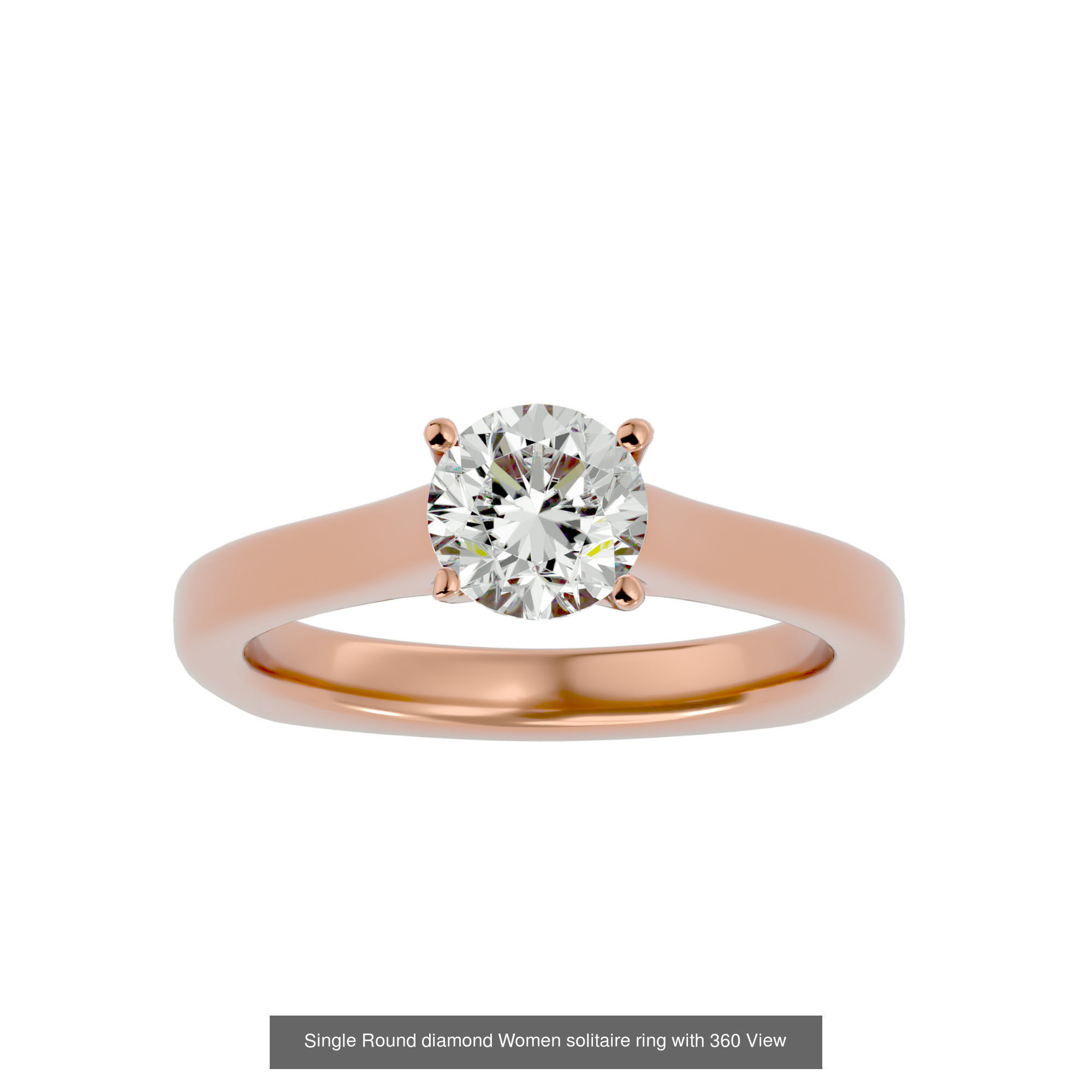 59 Single Round diamond Women solitaire ring with 360 View  3D Model Collection_32