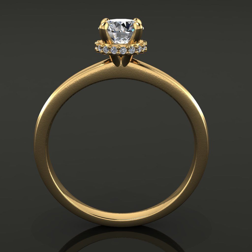 Solitaire Diamond Basket Gallery Engagement Ring 3D print model_1