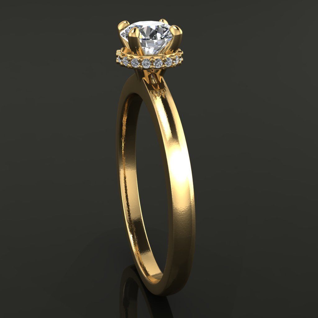 Solitaire Diamond Basket Gallery Engagement Ring 3D print model_2