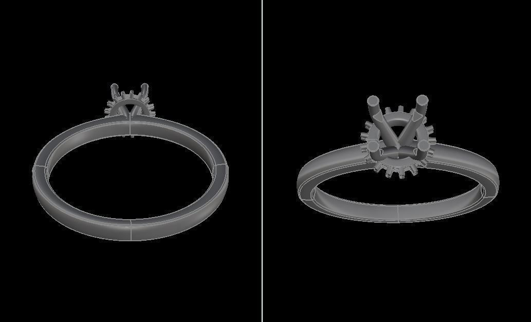 Solitaire Diamond Basket Gallery Engagement Ring 3D print model_9