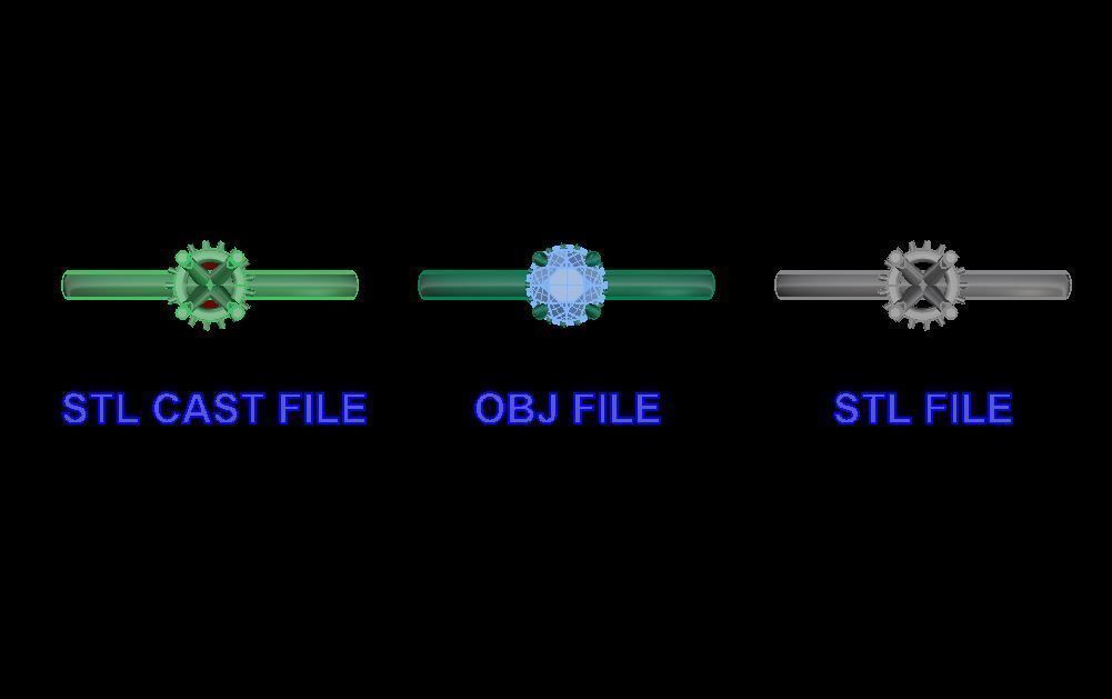 Solitaire Diamond Basket Gallery Engagement Ring 3D print model_3