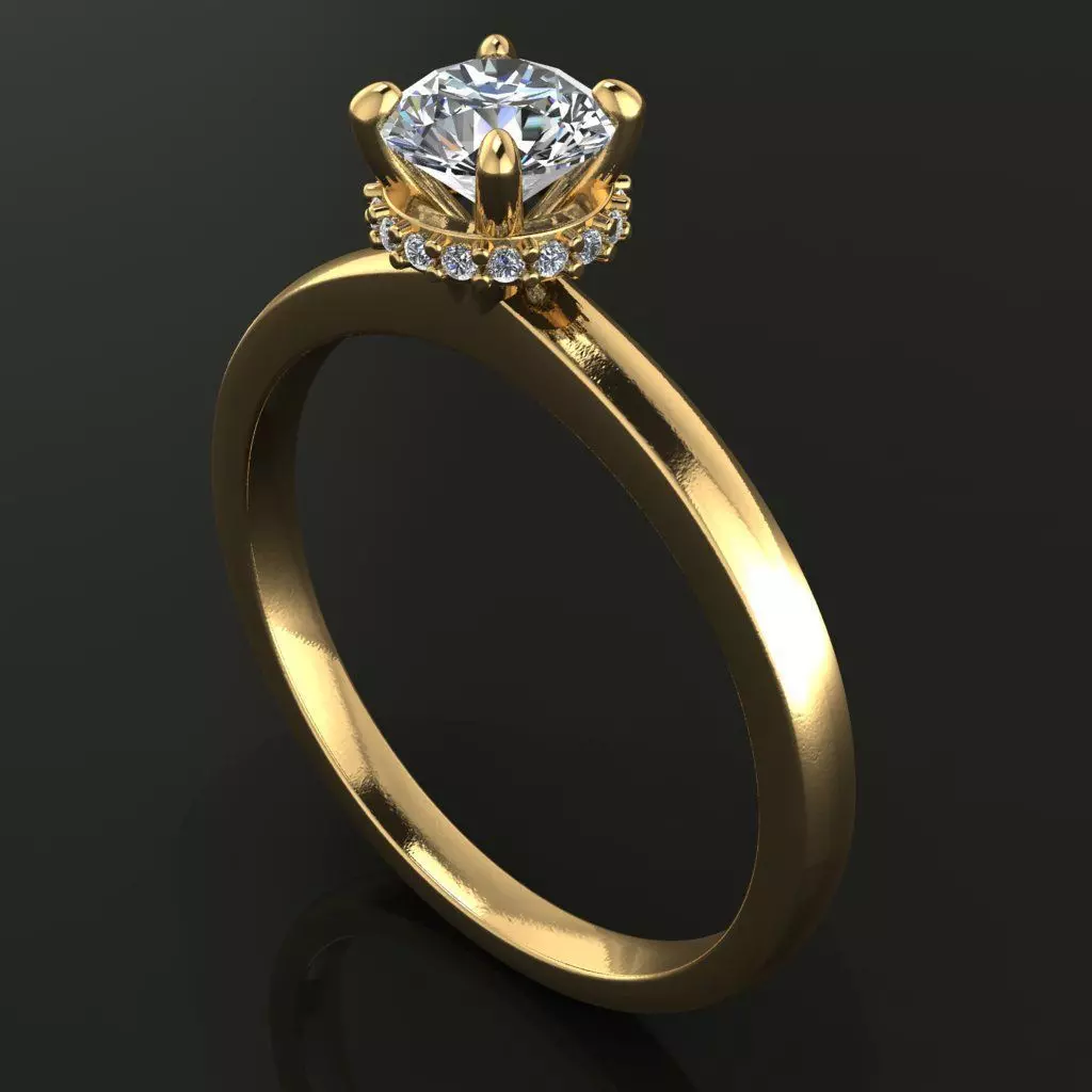 Solitaire Diamond Basket Gallery Engagement Ring 3D print model_0