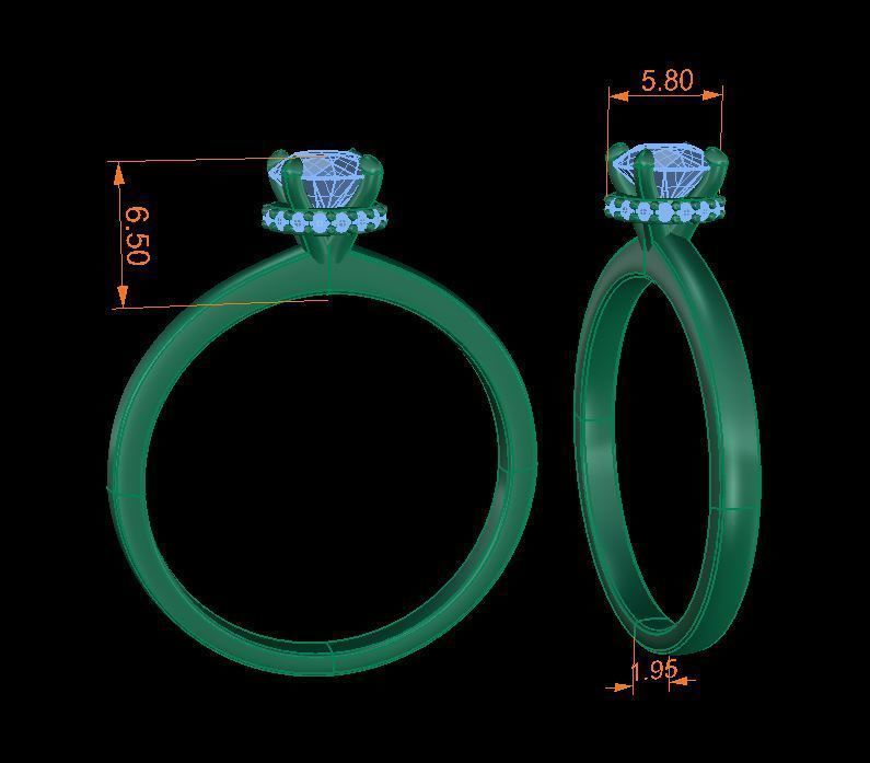 Solitaire Diamond Basket Gallery Engagement Ring 3D print model_6