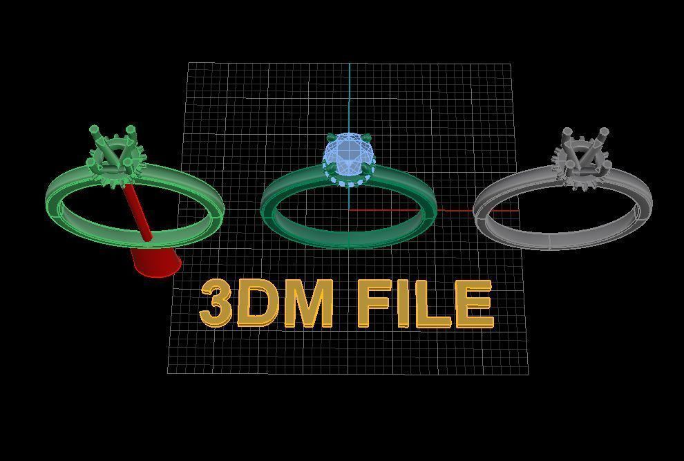 Solitaire Diamond Basket Gallery Engagement Ring 3D print model_4