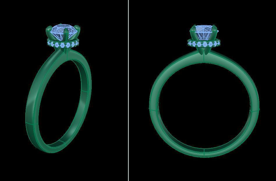 Solitaire Diamond Basket Gallery Engagement Ring 3D print model_8