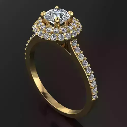 Dome Diamond Halo Flush Band Engagement Ring