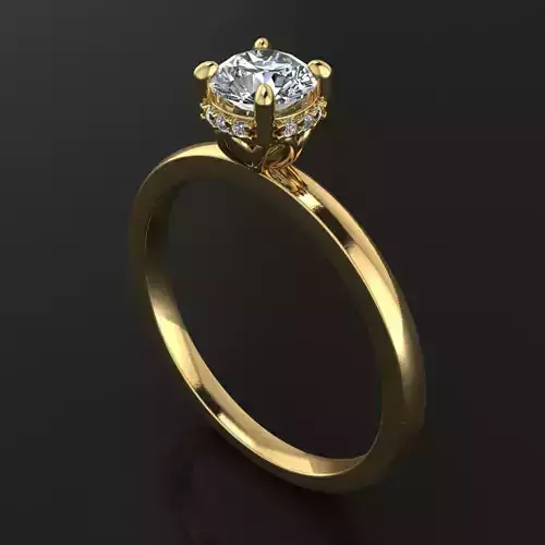 Solitaire Diamond Basket Rope Gallery Engagement Ring