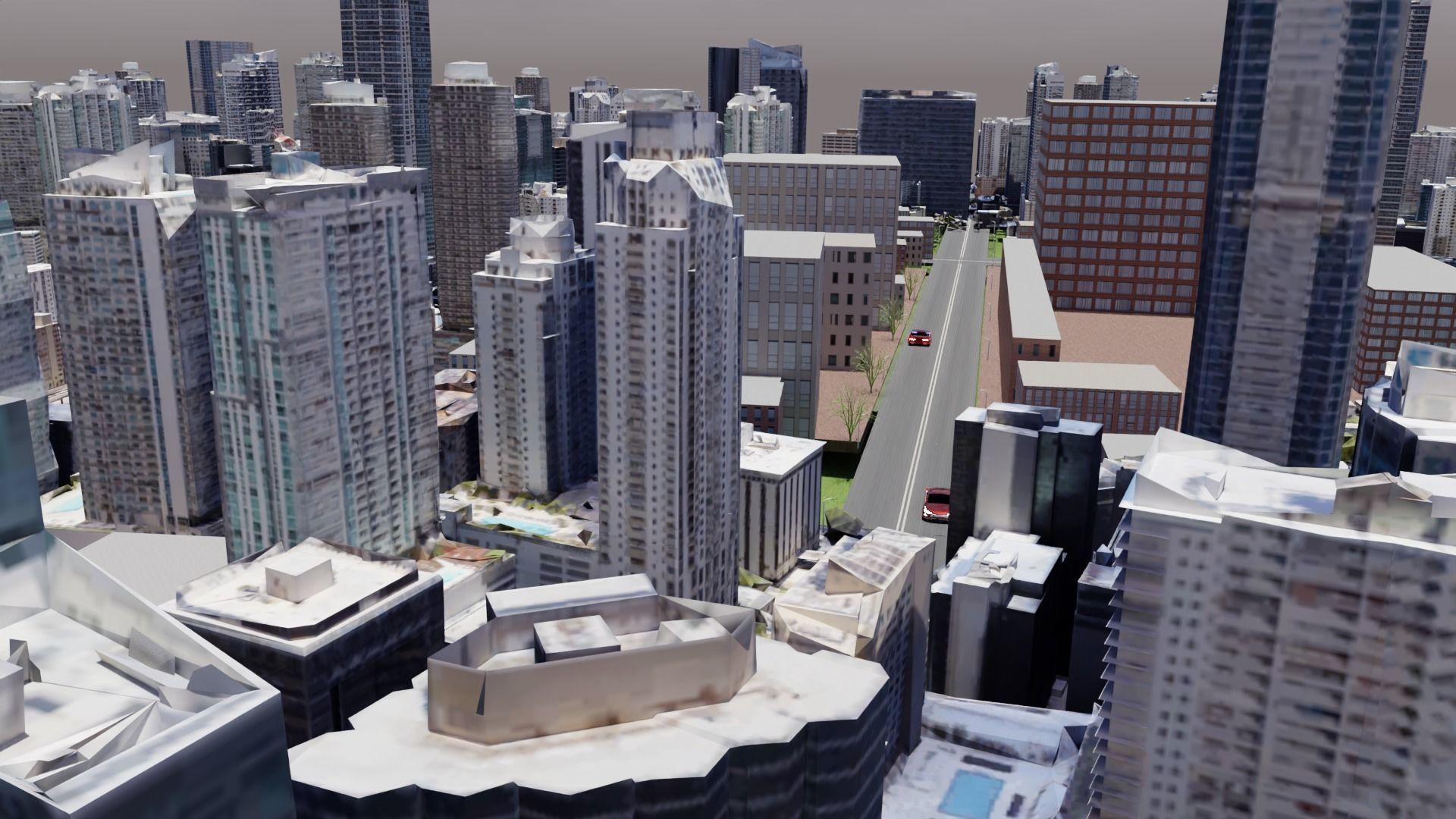 A Typical Urban City With Streets High Rising and Sky Scrappers 3D model_2