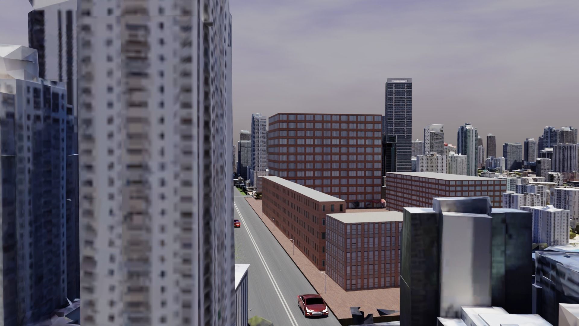 A Typical Urban City With Streets High Rising and Sky Scrappers 3D model_3