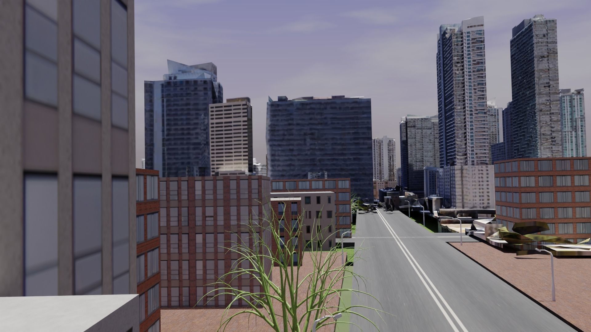 A Typical Urban City With Streets High Rising and Sky Scrappers 3D model_5
