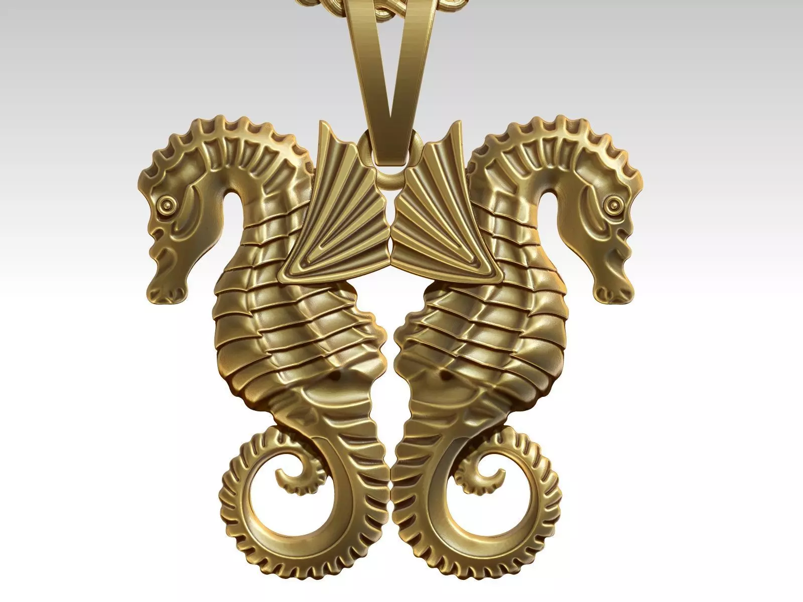 Seahorse Sculpture pendant jewelry gold necklace SIlver 3D print model
