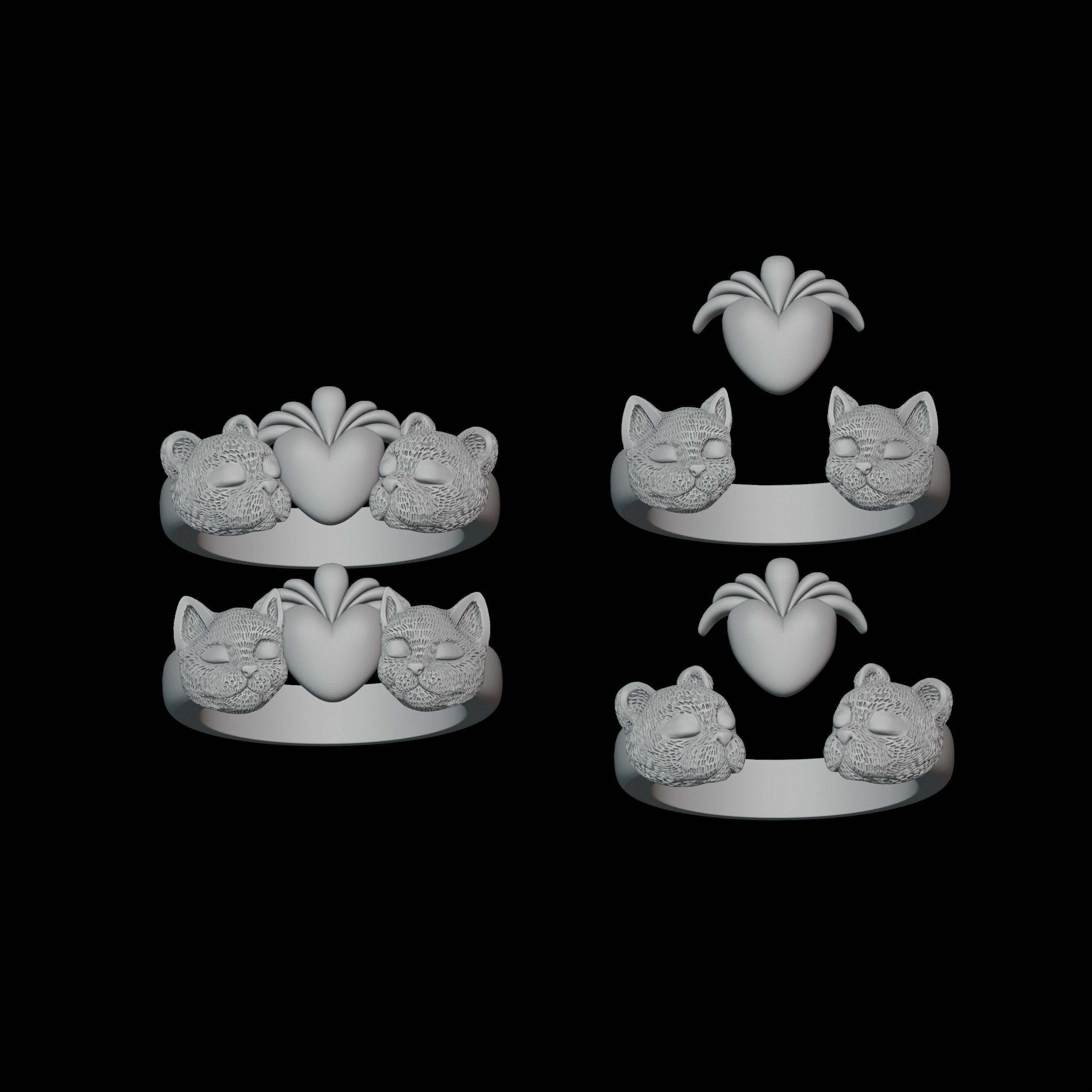 Ring Bear and cat 3D print model_2