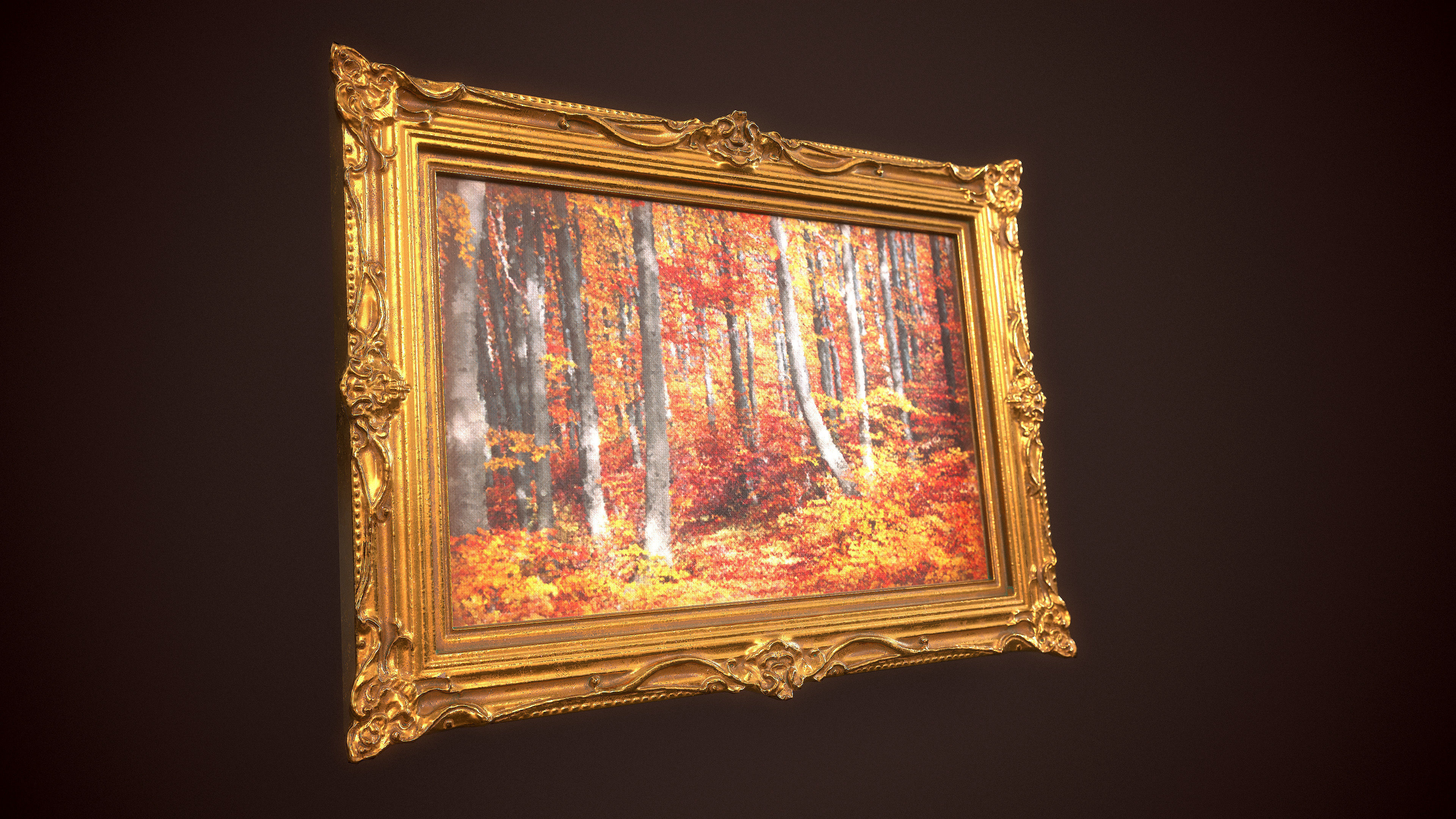 Ornate Picture Frame - PBR Game Ready Low-poly 3D model Free low-poly 3D model_1