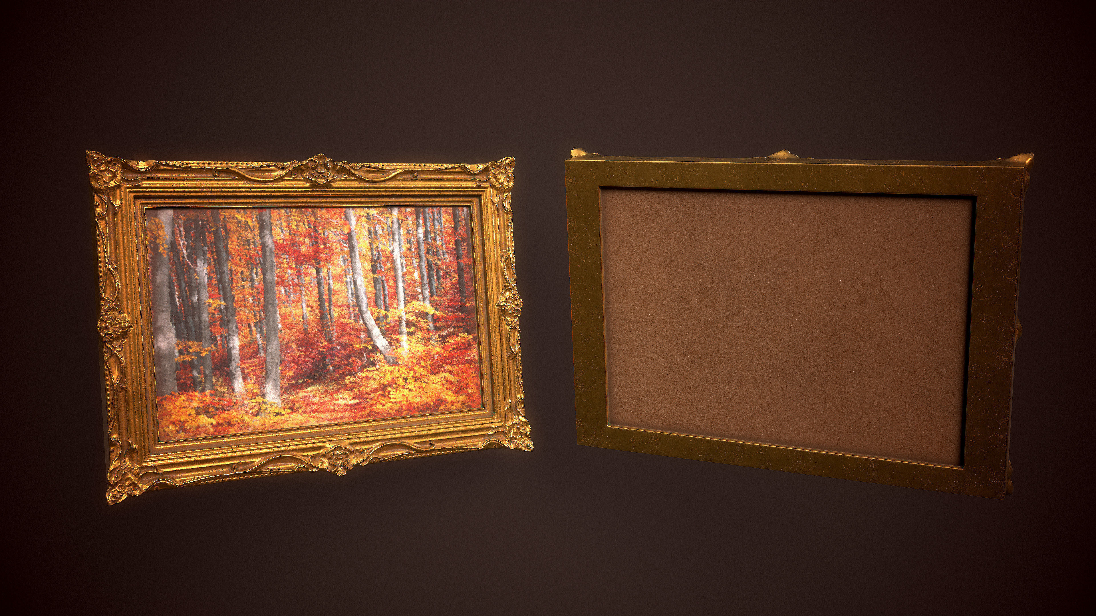 Ornate Picture Frame - PBR Game Ready Low-poly 3D model Free low-poly 3D model_2