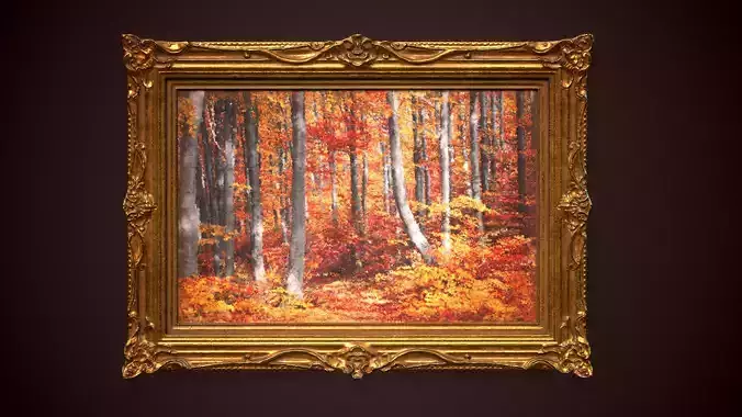 Ornate Picture Frame - PBR Game Ready Low-poly 3D model Free low-poly 3D model