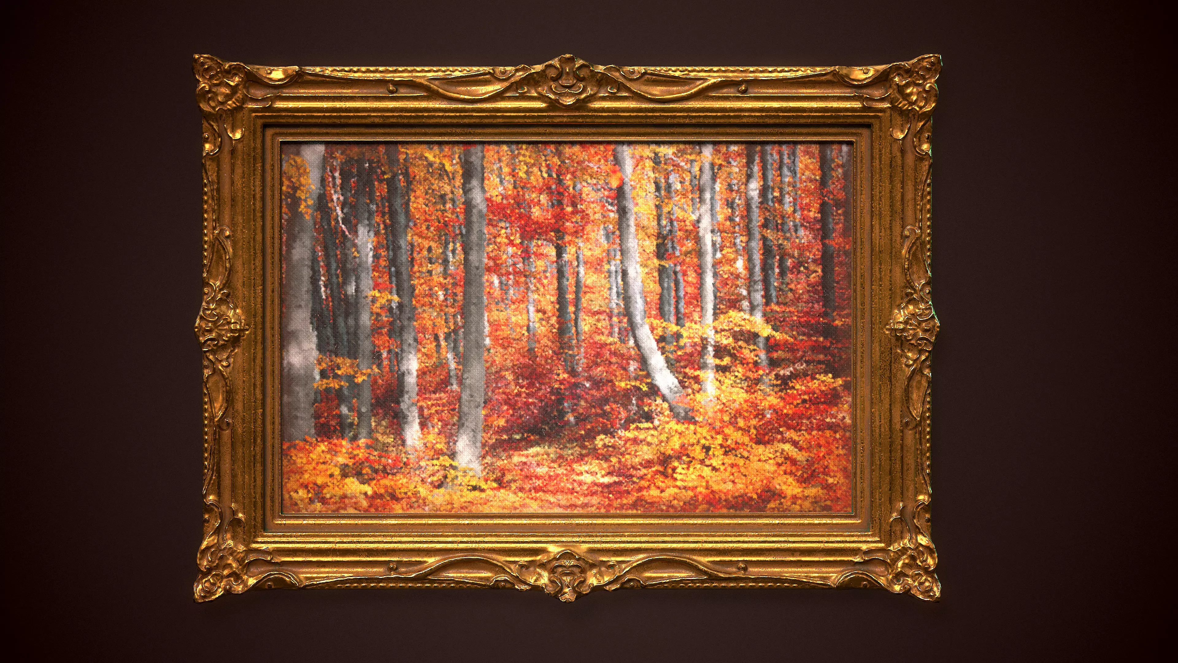 Ornate Picture Frame - PBR Game Ready Low-poly 3D model Free low-poly 3D model_0