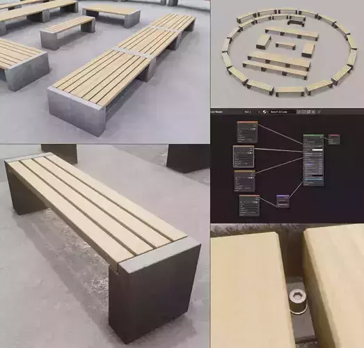 Street Bench 10 Version 1 Low-poly 3D model