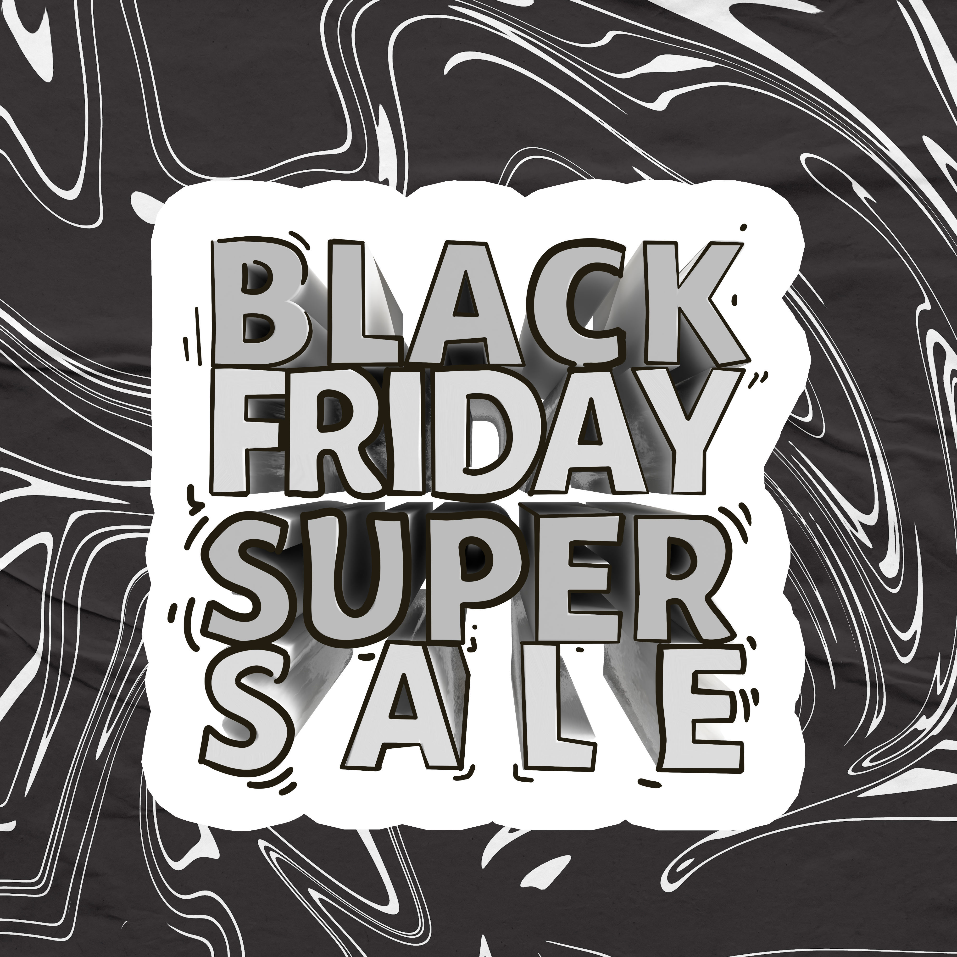 Black Friday Minimal Text inside bag design RED and GOLD  Low-poly 3D model_2