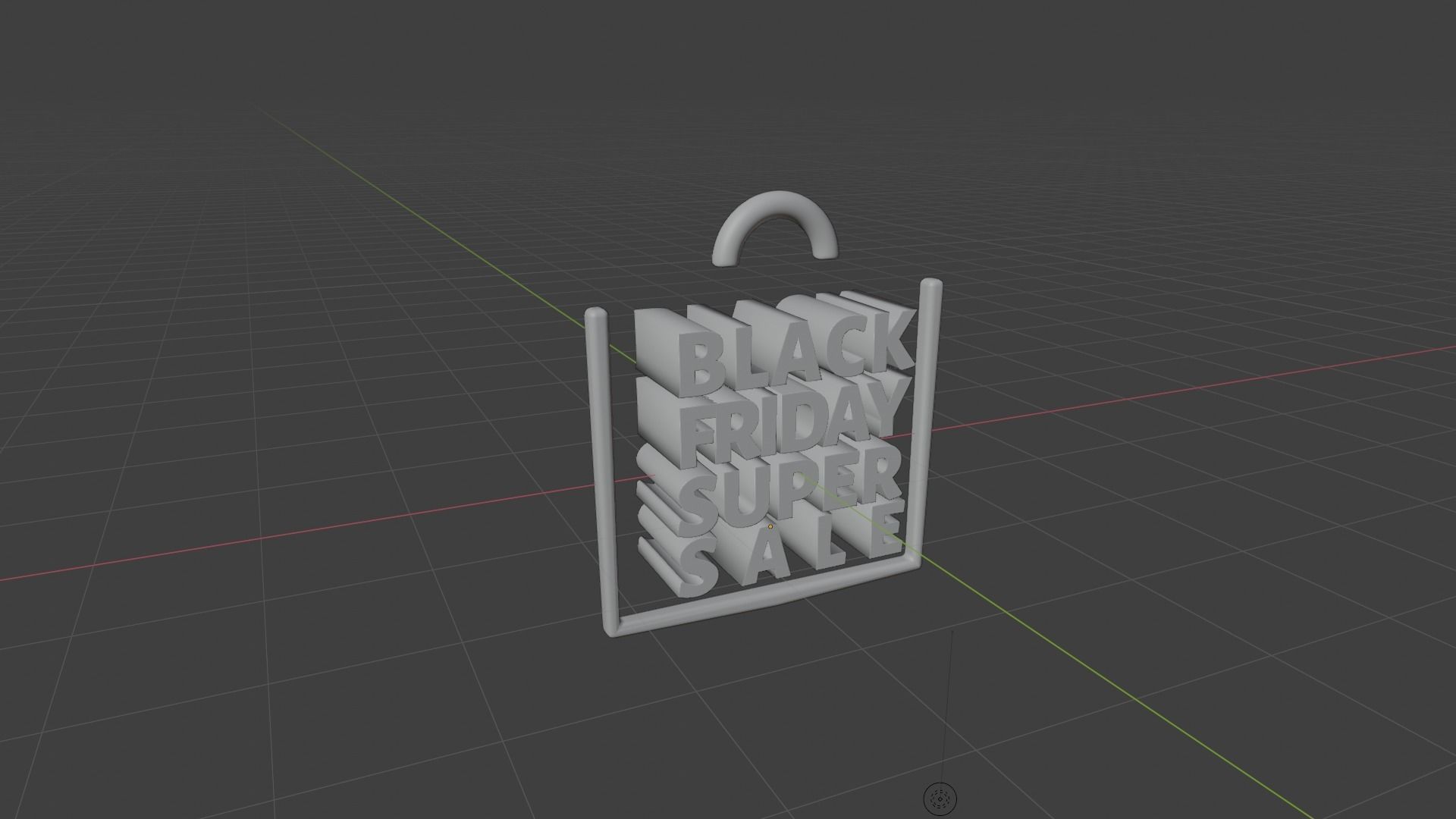 Black Friday Minimal Text inside bag design RED and GOLD  Low-poly 3D model_5