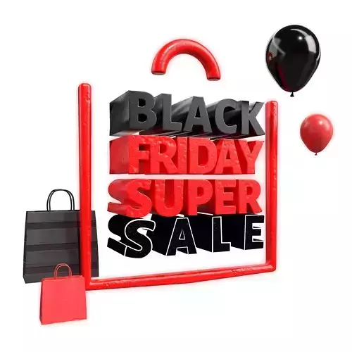 Black Friday Minimal Text inside bag design RED and GOLD 