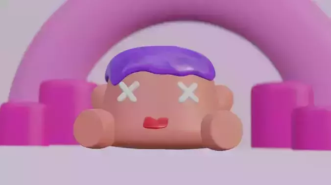 Pudding toy with hair Low-poly 3D model