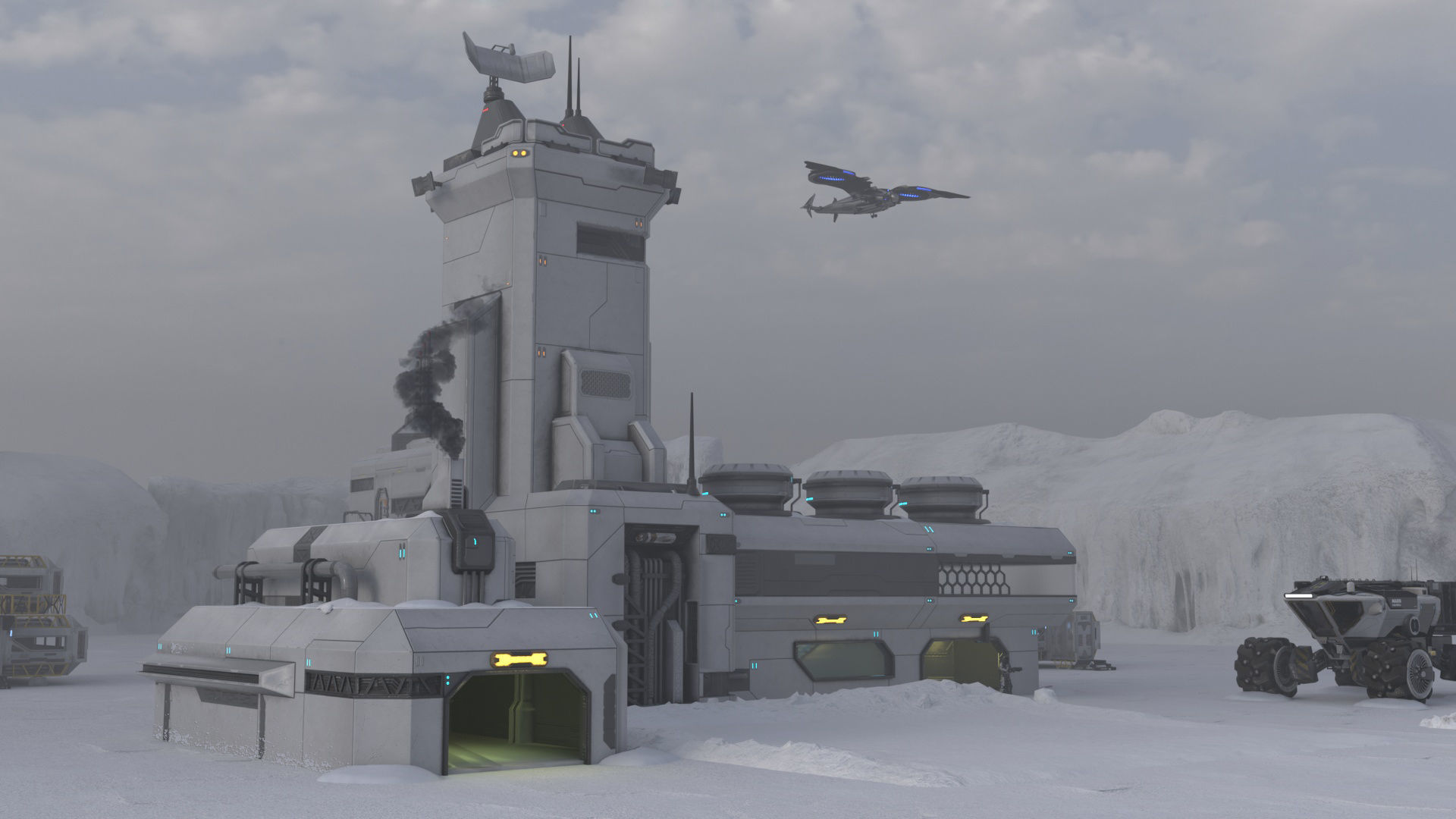 SPACE BUILDING Low-poly 3D model_2