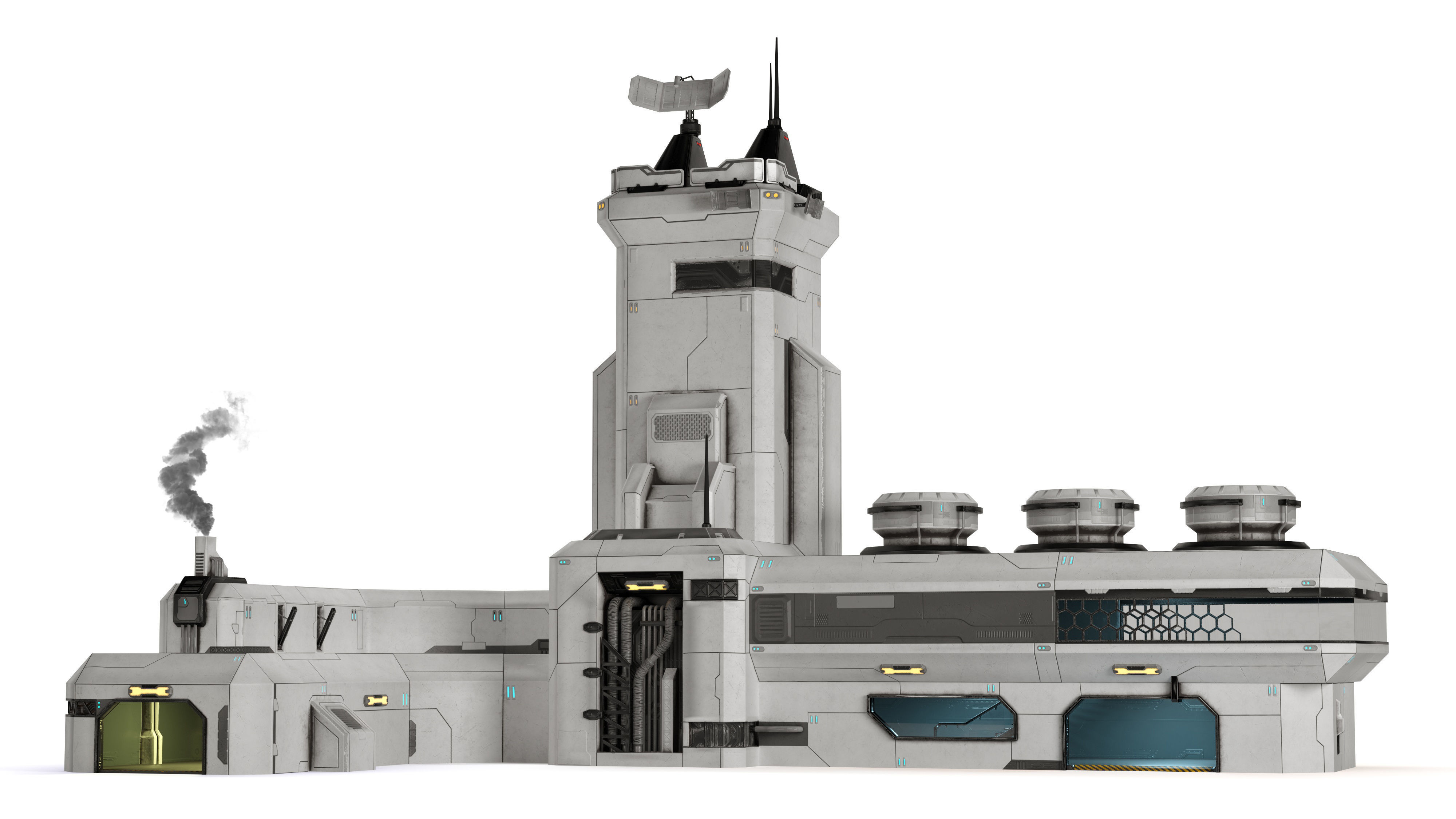 SPACE BUILDING Low-poly 3D model_4