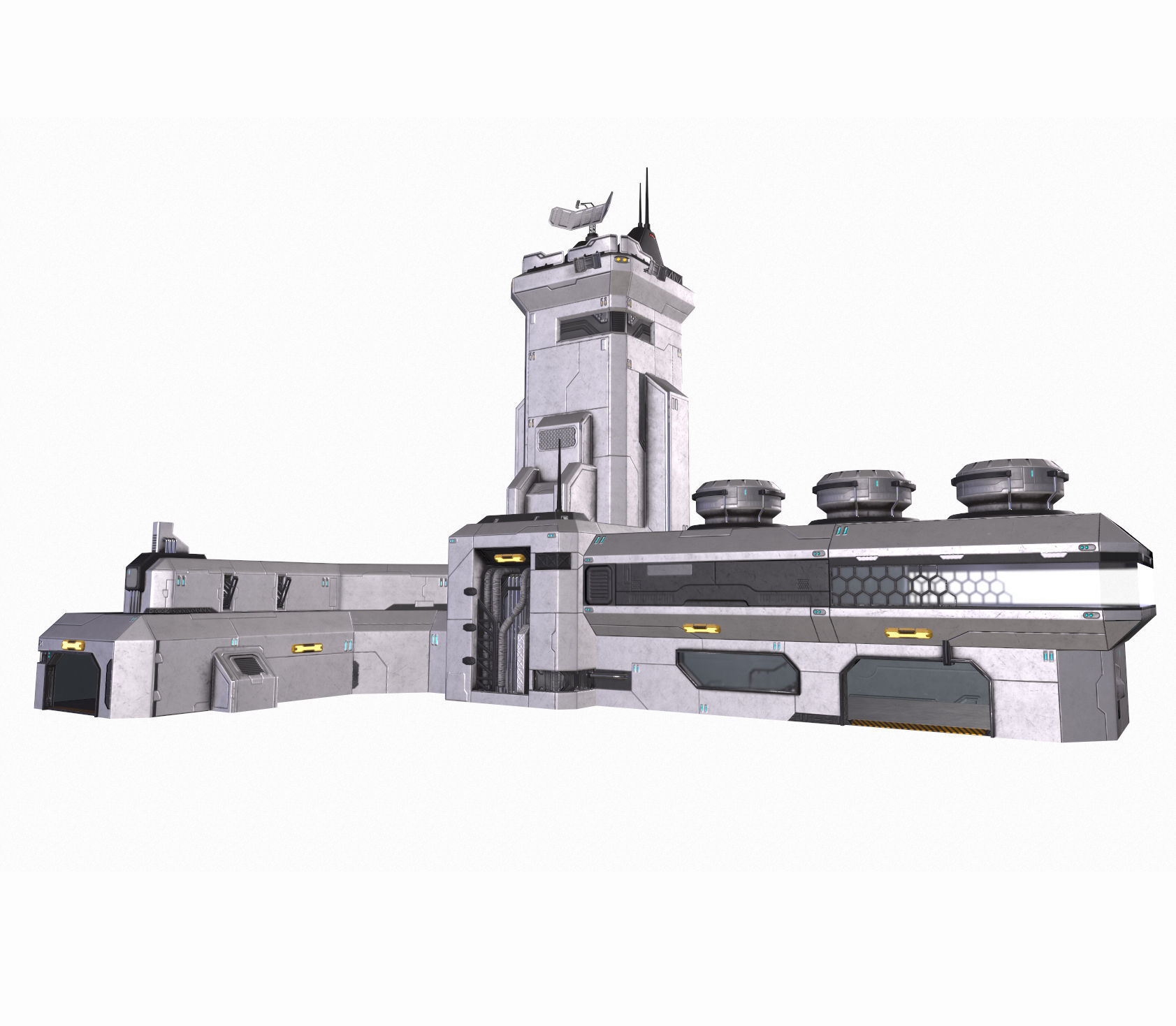 SPACE BUILDING Low-poly 3D model_0