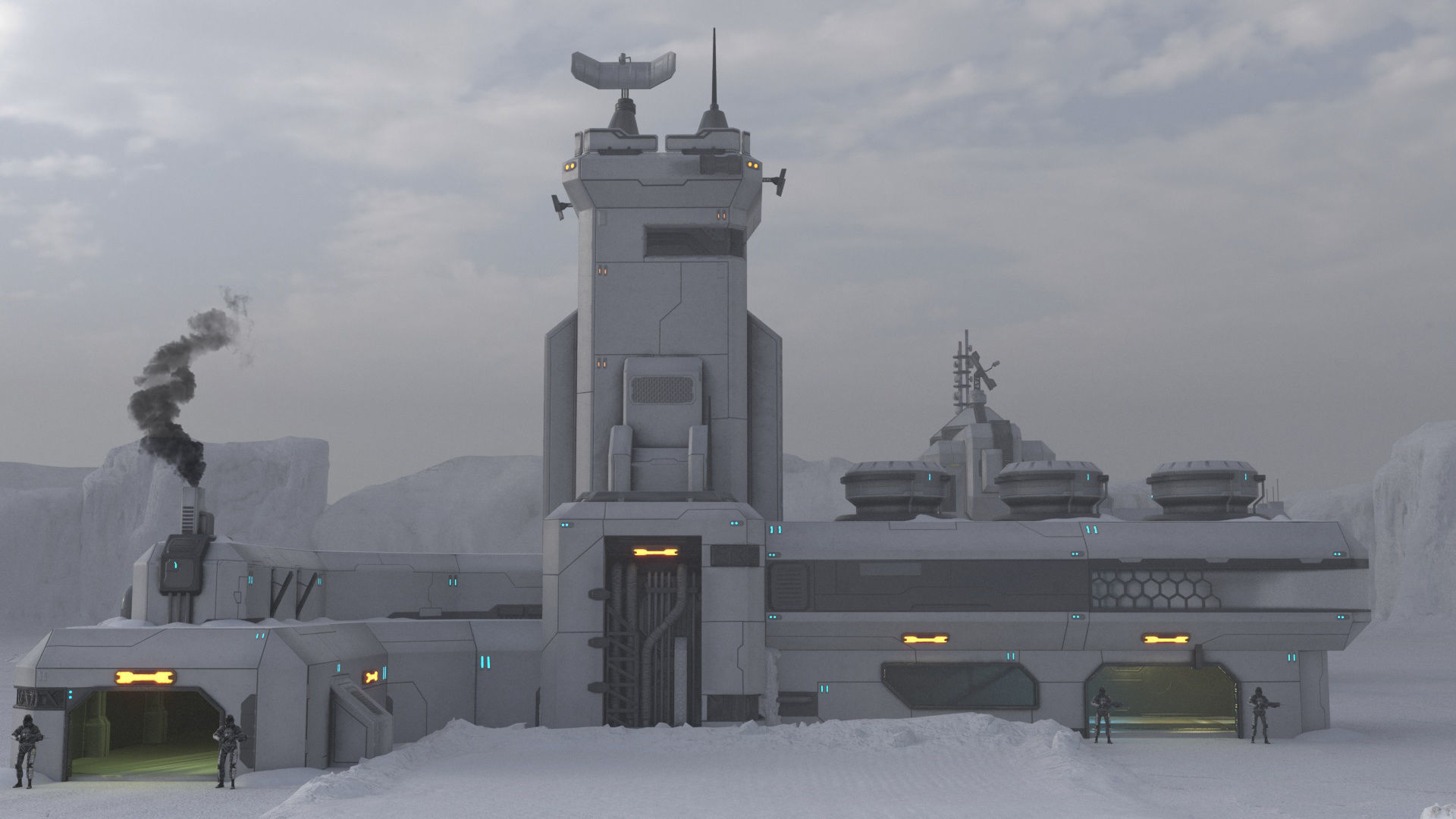 SPACE BUILDING Low-poly 3D model_1