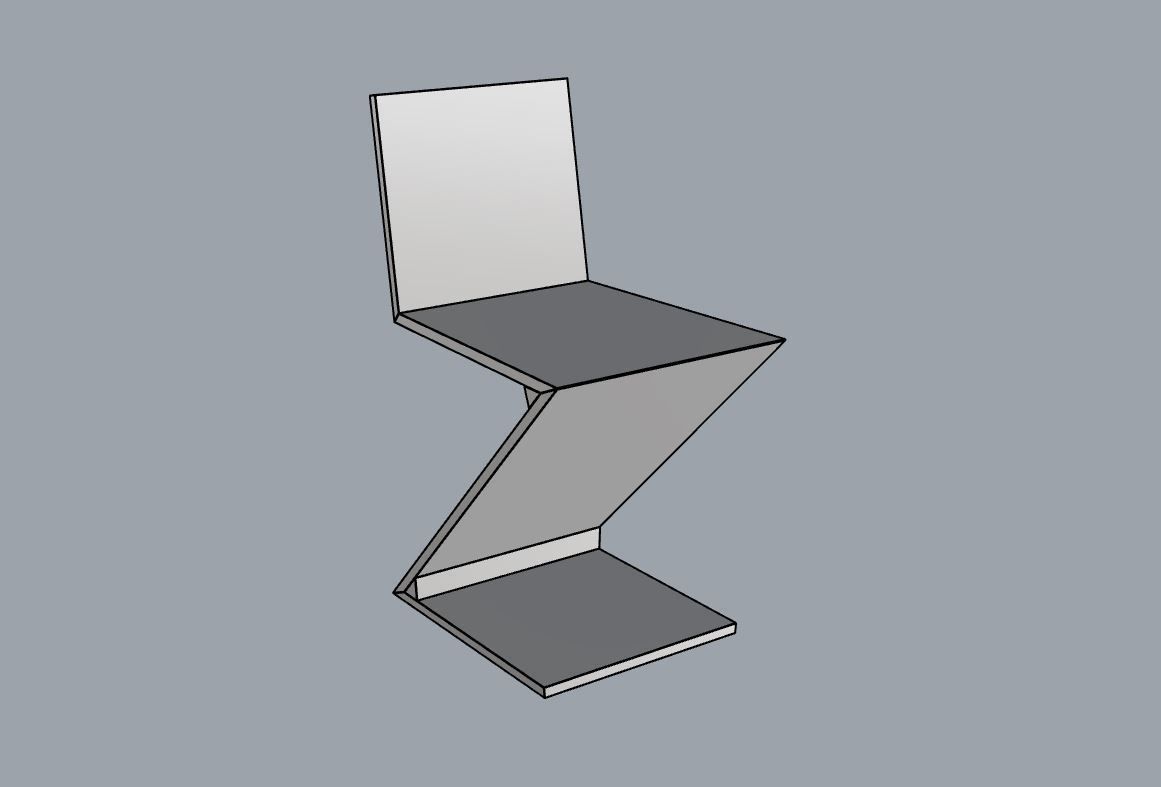 Chair Zig Zag Gerrit Rietveld 3D model_1