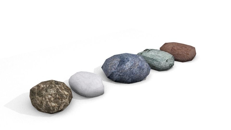 Low-Poly Rock Set 5 Different Rocks Low-poly 3D model_1