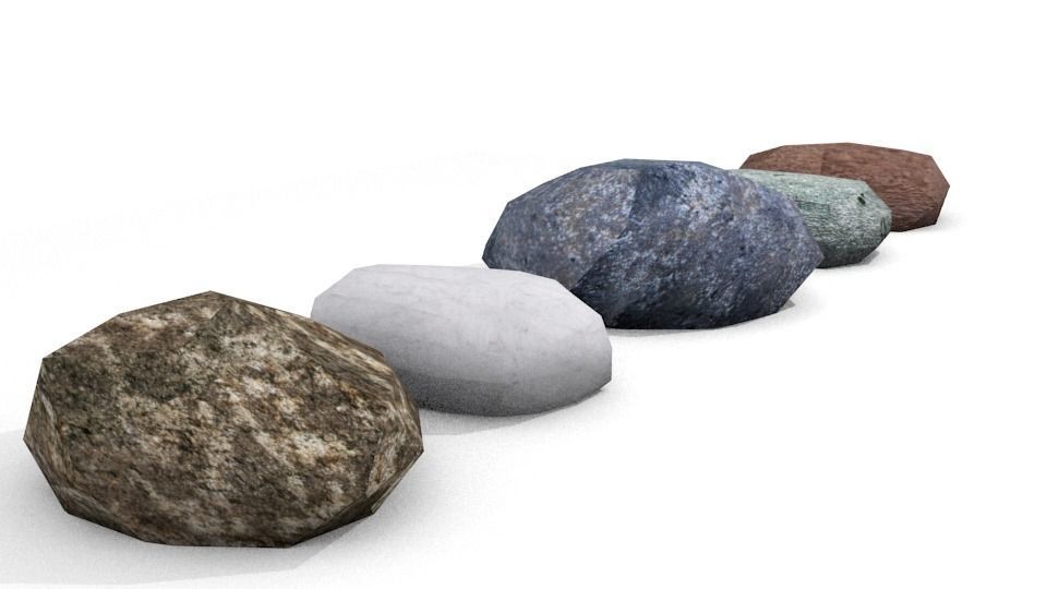 Low-Poly Rock Set 5 Different Rocks Low-poly 3D model_3